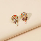 Rhinestone Pearl Sweet Lollipop Earrings Women Girls Romantic Christmas