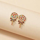 Rhinestone Pearl Sweet Lollipop Earrings Women Girls Romantic Christmas