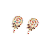 Rhinestone Pearl Sweet Lollipop Earrings Women Girls Romantic Christmas