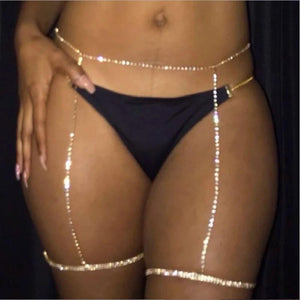 Sexy Crystal Thigh Garters Leg Chain Rhinestone Waist Chain Body Jewelry