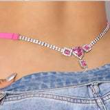 Rhinestone Chain T Back Thong Body Jewelry