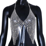 Mesh Tassel Bra Chain Bikini Body Accessories Clothing Sexy Crystal Top Lingerie