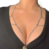 Rhinestone Body Jewelry Chest Chain Bra Bikini for Women