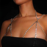 Rhinestone Body Jewelry Chest Chain Bra Bikini for Women