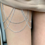 Bohemian Silver Rhinestone Thigh Chain Sexy Leg Chain
