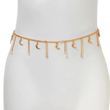Metal Star Moon Tassel Pendant Waist Chain Vintage Sexy Bikini Beach Belly Body