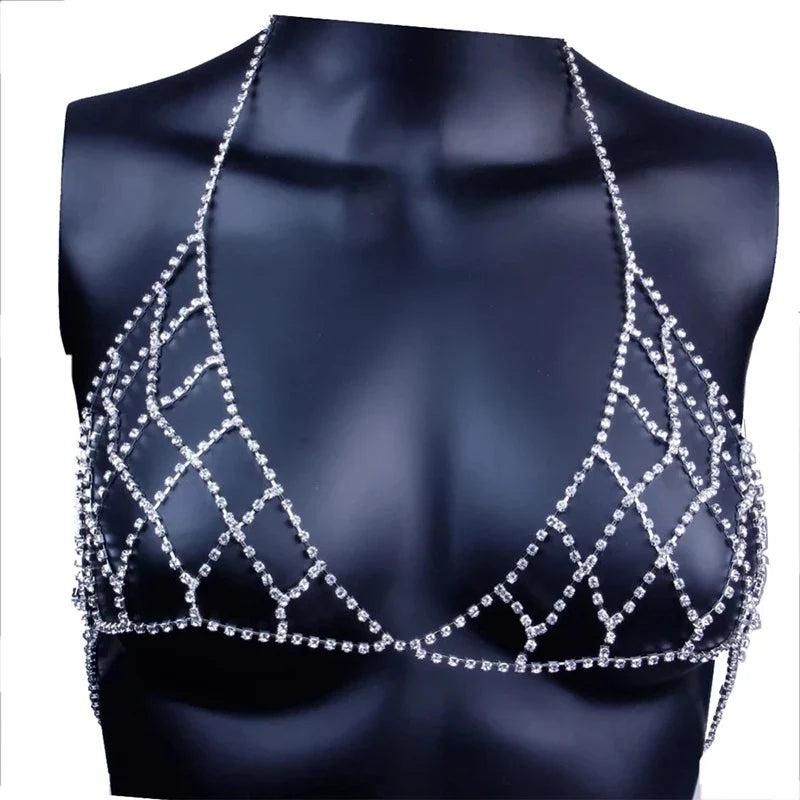 Sexy Rhinestone Bra Body Belly Chain Gift