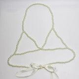 Pearls Bow Tie Sexy Body Necklace Chest Chain Body Jewelry for Women