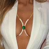 Square Crystal Chest Bracket Bra Chain for Women
