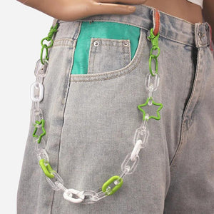 Hip Hop Rainbow Resin Chain Keychain Waist Chain Multicolor Pants Trousers