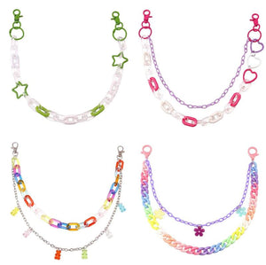 Hip Hop Rainbow Resin Chain Keychain Waist Chain Multicolor Pants Trousers