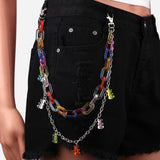 Hip Hop Rainbow Resin Chain Keychain Waist Chain Multicolor Pants Trousers
