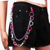Hip Hop Rainbow Resin Chain Keychain Waist Chain Multicolor Pants Trousers