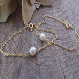 Natural Oval Freshwater Pearl 18k Snap Hook Bracelet