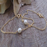 Natural Oval Freshwater Pearl 18k Snap Hook Bracelet
