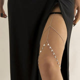 Snake Pendant Leg Chain Vintage Rhinestones Pearl Body Jewelry Gift
