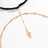 Snake Pendant Leg Chain Vintage Rhinestones Pearl Body Jewelry Gift