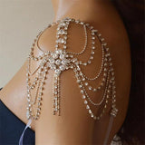 Boho Bride Wedding Crystal Tassel Body Chain Shawl Jewelry