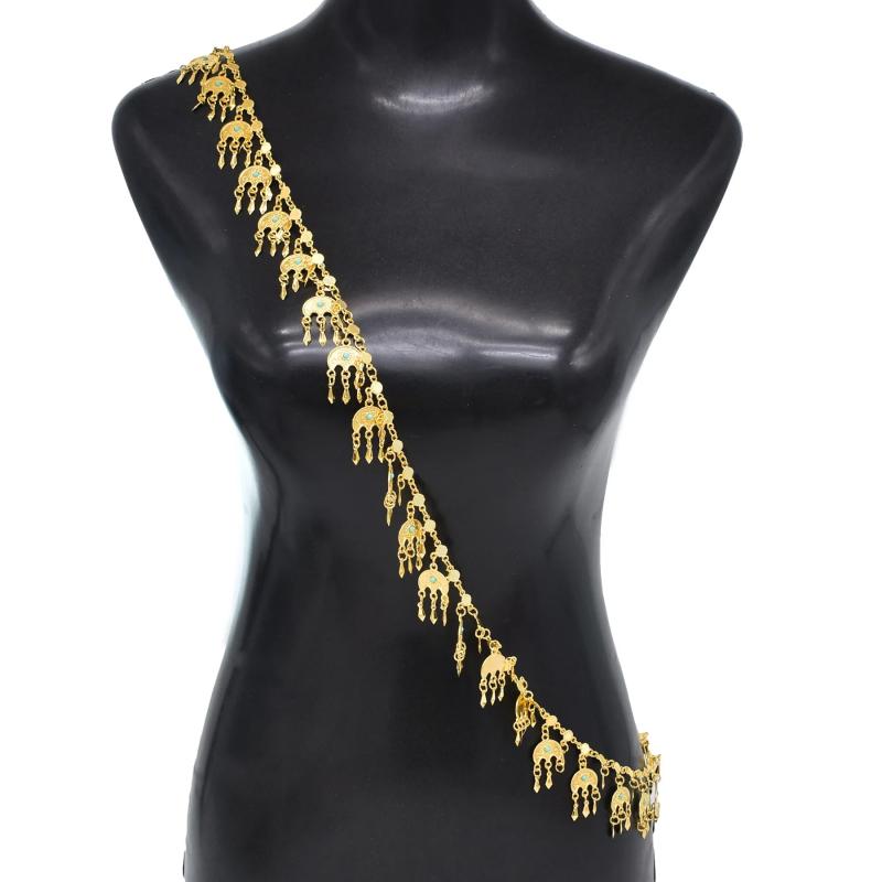 Plated Moon Pendant Tassel Chain Body Jewelry Thai Ethnic Costumes Dress