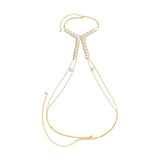 Boho Pearl Cross Body Chain Necklace for Women