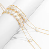 Boho Pearl Cross Body Chain Necklace for Women