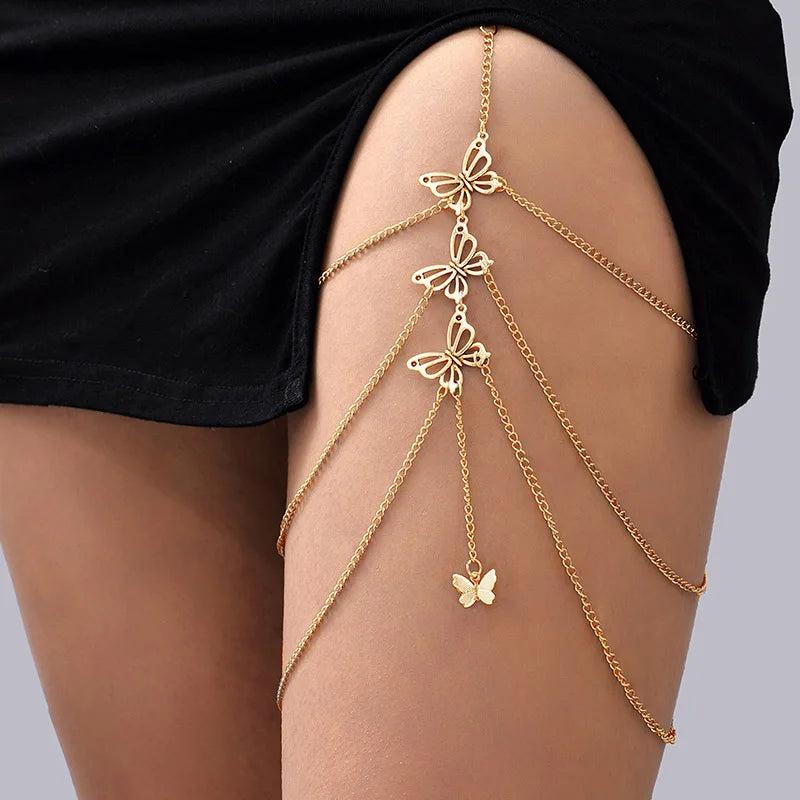 Women's Silver Multilayer Thigh Chain