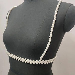Winter Sexy Shoulder Bare Pearl Top for Women's Clothes