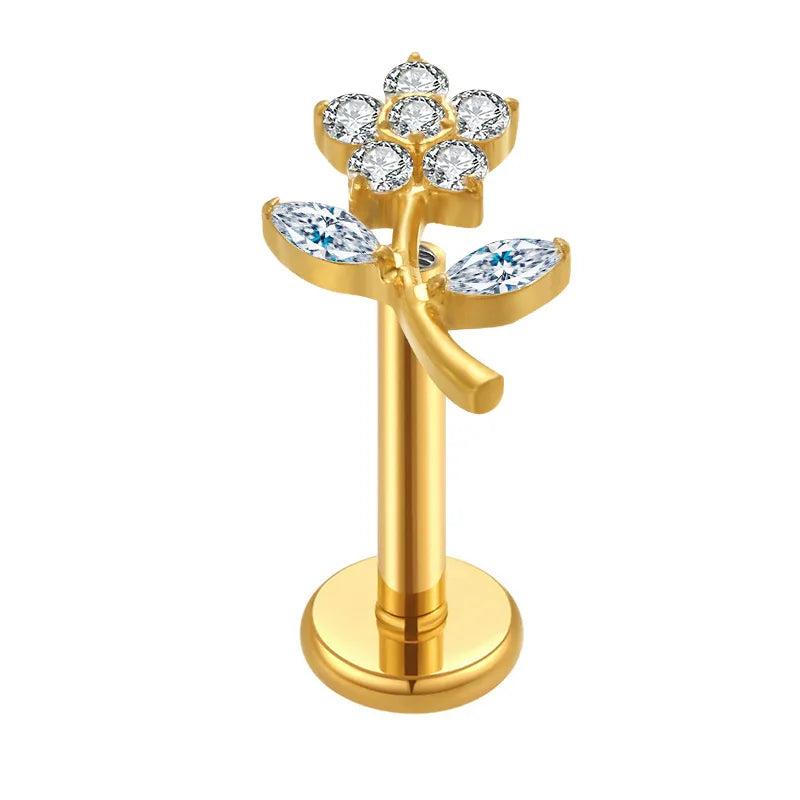 G23 Titanium CZ Top Lip Stud Cartilage Earring