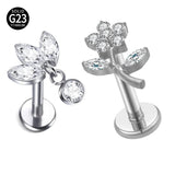 G23 Titanium CZ Top Lip Stud Cartilage Earring