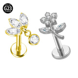 G23 Titanium CZ Top Lip Stud Cartilage Earring