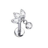 G23 Titanium CZ Top Lip Stud Cartilage Earring