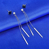 925 Silver Four-leaf Clover Long Earrings Tassel Ear Line Fine Jewelry