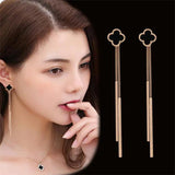 925 Silver Four-leaf Clover Long Earrings Tassel Ear Line Fine Jewelry