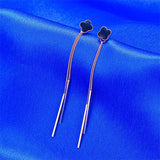 925 Silver Four-leaf Clover Long Earrings Tassel Ear Line Fine Jewelry