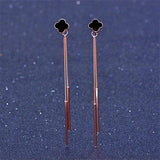 925 Silver Four-leaf Clover Long Earrings Tassel Ear Line Fine Jewelry