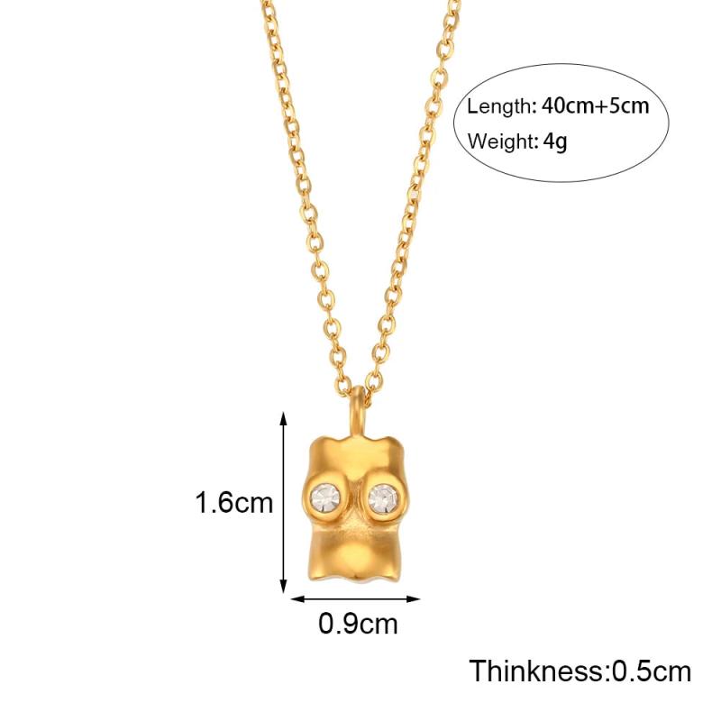 Sexy Body Pendant Necklace Stainless Steel 18K Plated Crystal Paved Jewelry