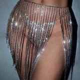Stonefans Tassel Dress Women Boho Sexy Lingerie Crystal Waist Chain Body Jewelry