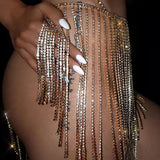 Stonefans Tassel Dress Women Boho Sexy Lingerie Crystal Waist Chain Body Jewelry