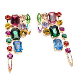 Colorful Crystal Dangle Earrings Christmas Rhinestone Large Square Earrings