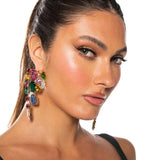 Colorful Crystal Dangle Earrings Christmas Rhinestone Large Square Earrings