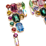 Colorful Crystal Dangle Earrings Christmas Rhinestone Large Square Earrings