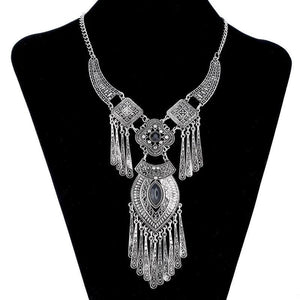 Bohemian Choker Collar Necklace Vintage Tassel Statement Maxi Long Necklace