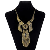 Bohemian Choker Collar Necklace Vintage Tassel Statement Maxi Long Necklace
