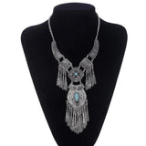 Bohemian Choker Collar Necklace Vintage Tassel Statement Maxi Long Necklace