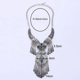 Bohemian Choker Collar Necklace Vintage Tassel Statement Maxi Long Necklace