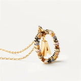 925 Silver Colorful Zircon Letters Alphabet Pendant Necklace