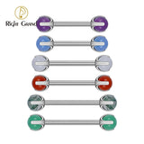 14G Titanium Nipple Barbell with Natural Stone Shield Tongue Ring