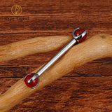 14G Titanium Nipple Barbell with Natural Stone Shield Tongue Ring
