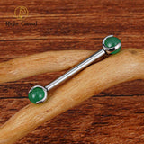 14G Titanium Nipple Barbell with Natural Stone Shield Tongue Ring
