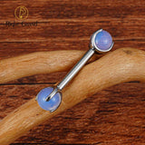 14G Titanium Nipple Barbell with Natural Stone Shield Tongue Ring